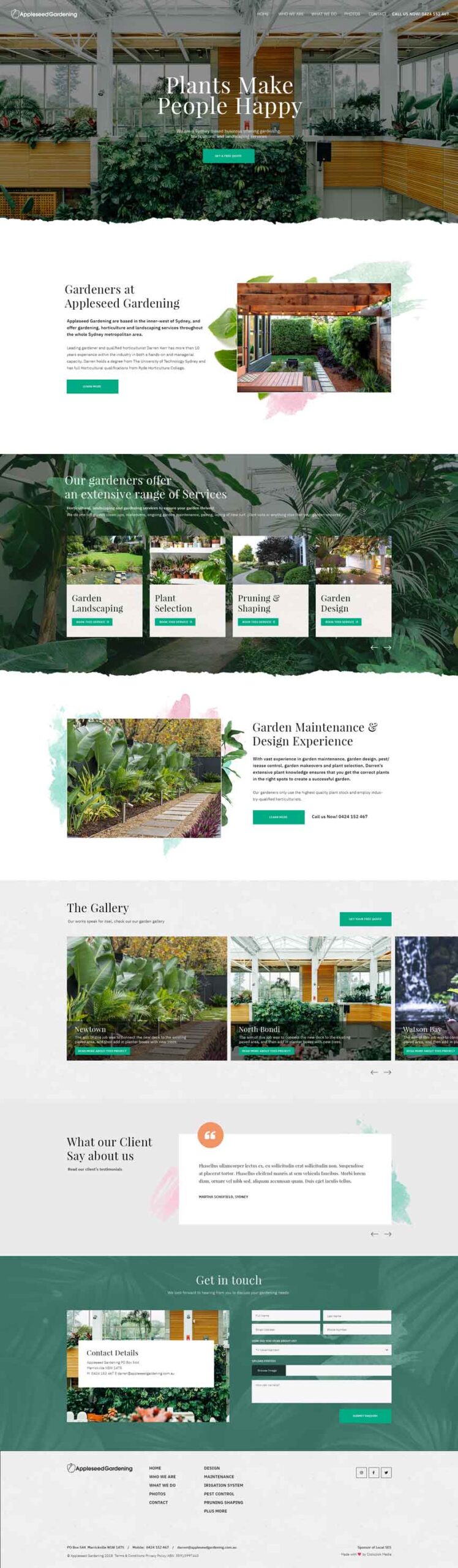 Appleseed Gardening website design
