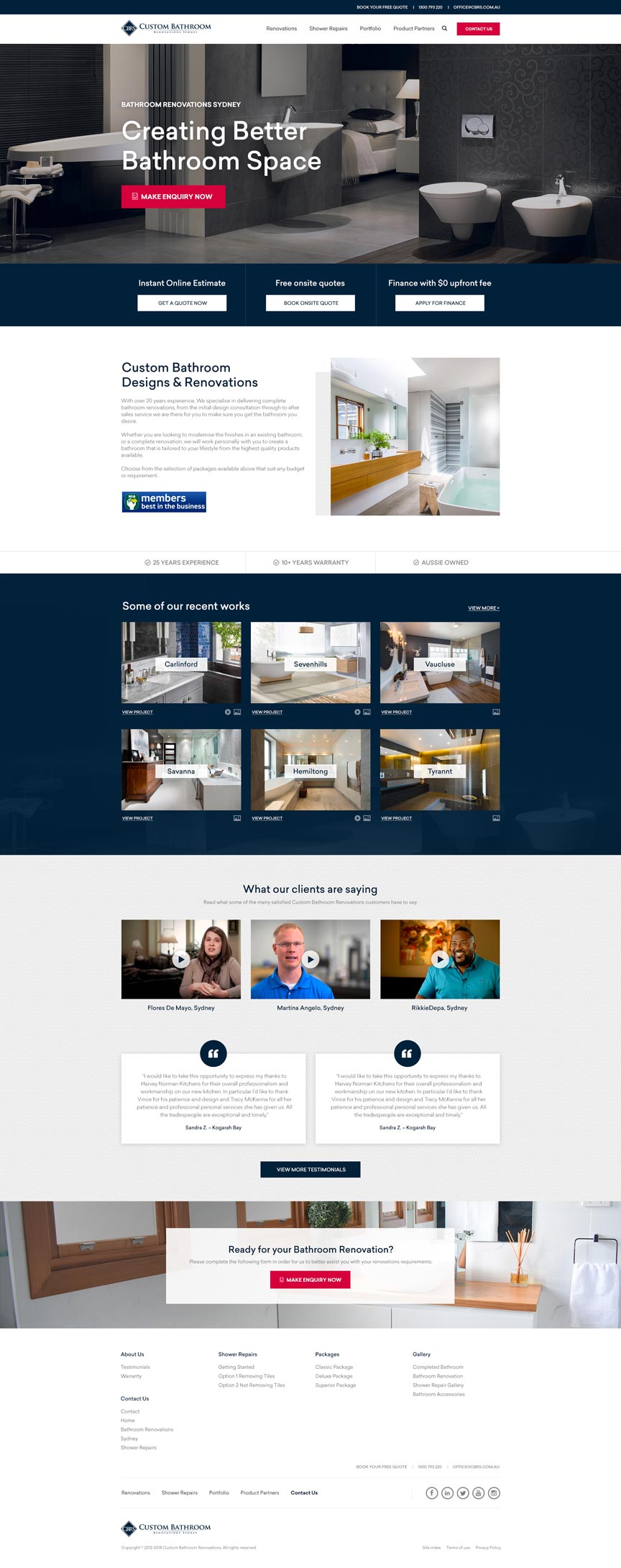 Custom Bathrooms website design