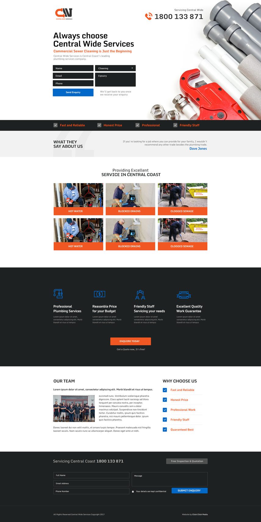 Central Wide Services website design
