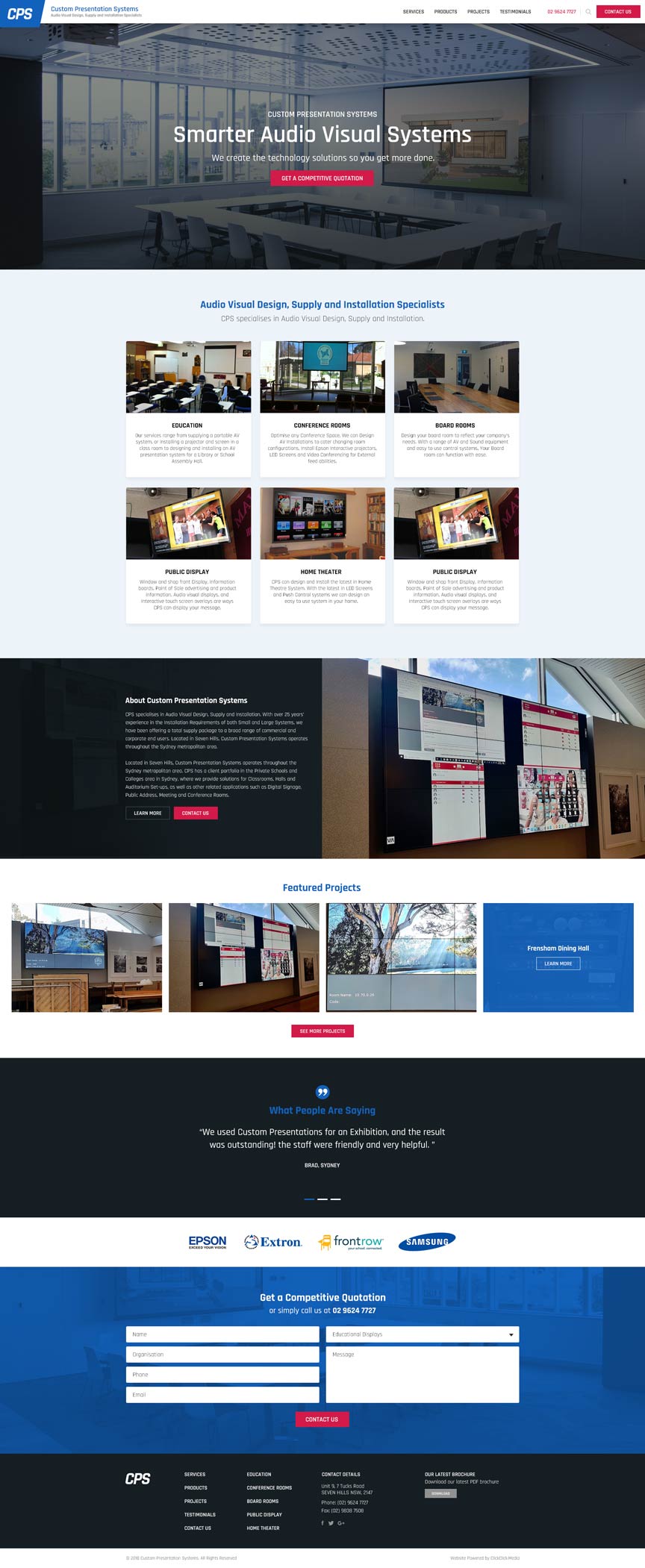 Custom Presentation Systems website design