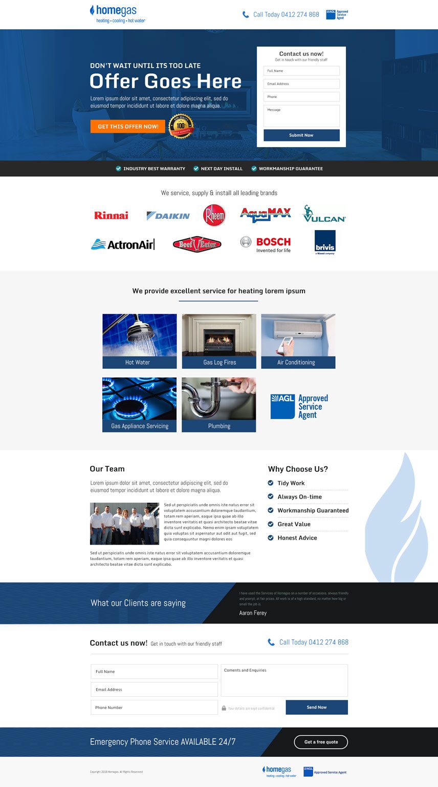 Home Gas website design