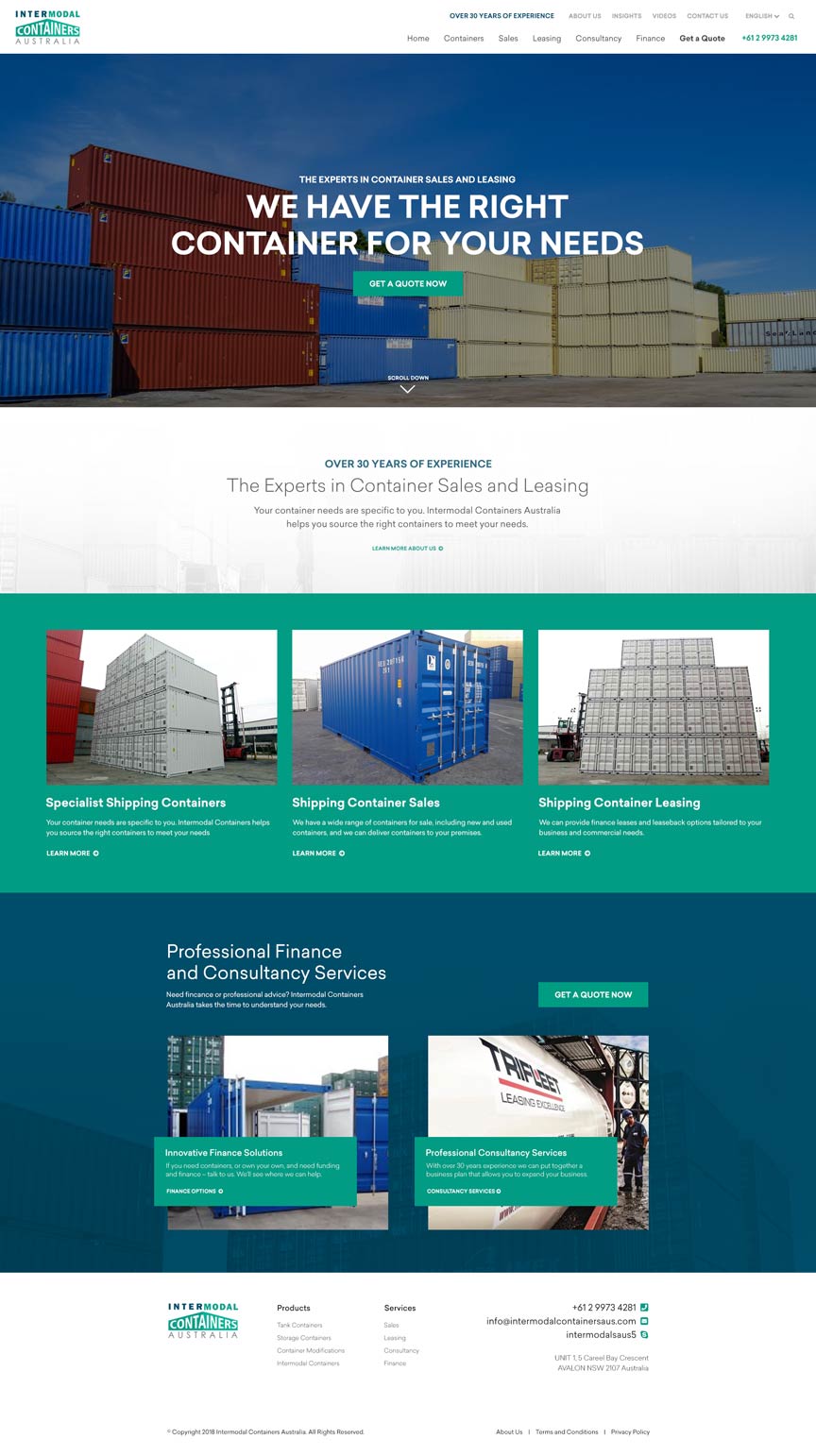 Intermodal Containers Australia website design