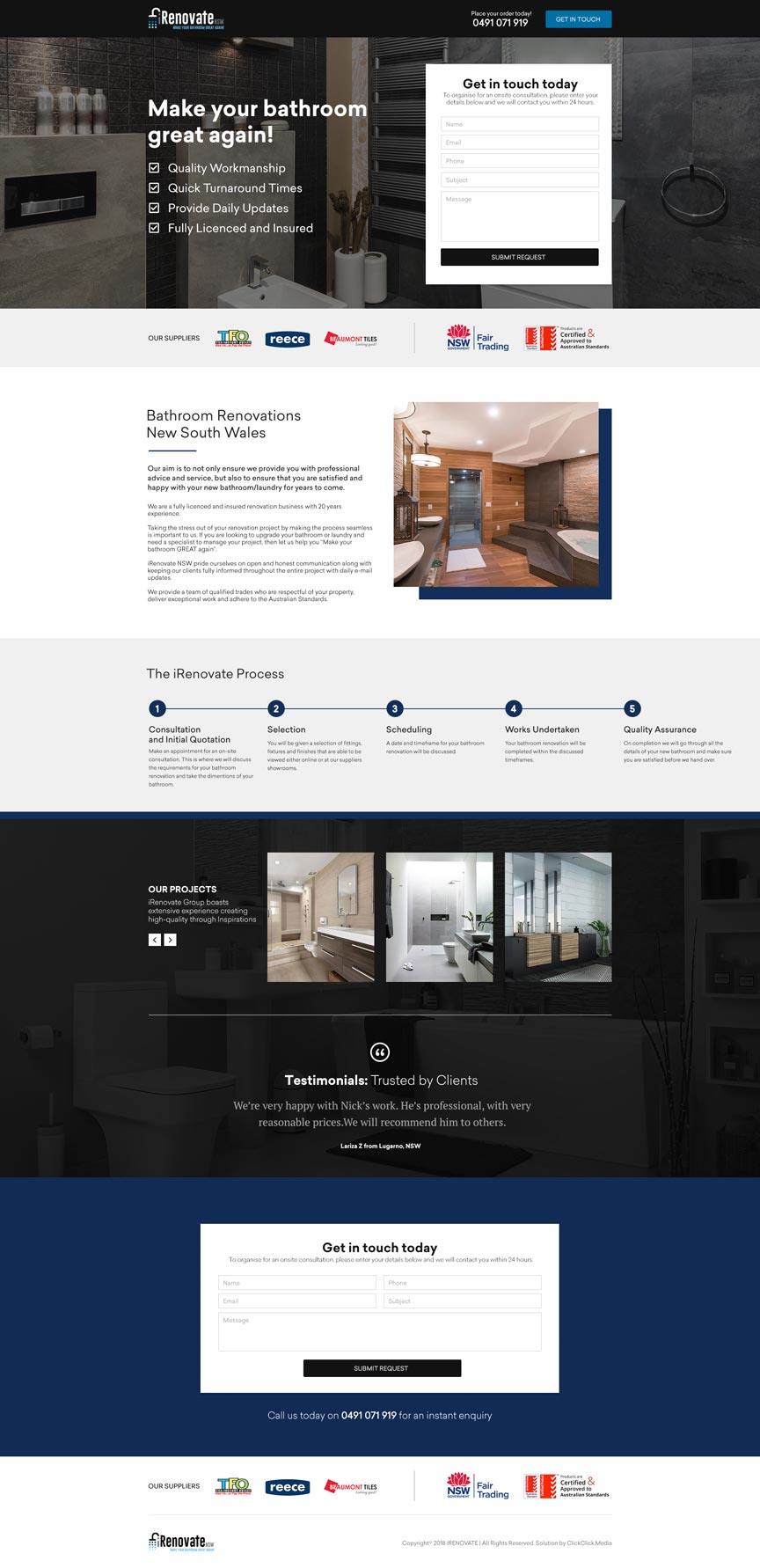 Irenovate website design