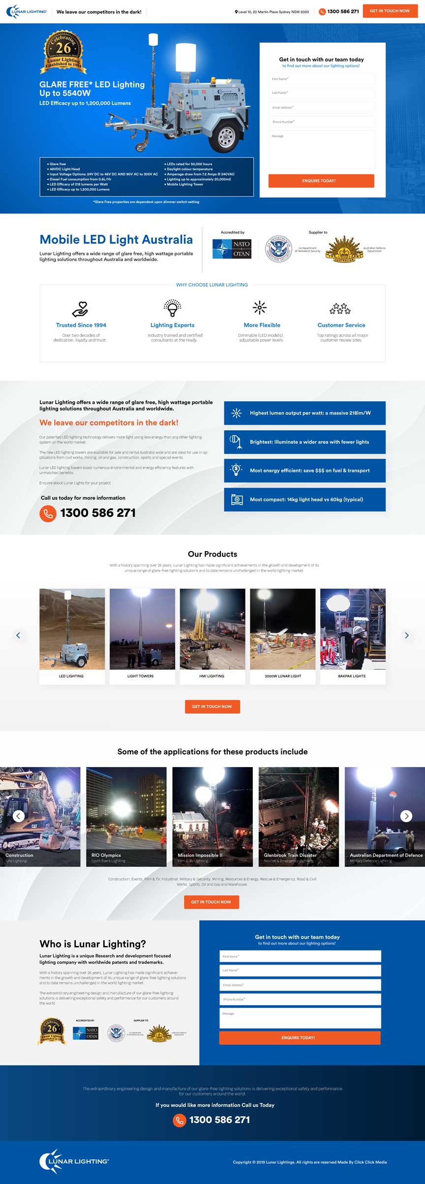 Lunar Lighting website design